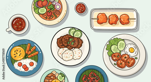 Delicious And Diverse Array Of Illustrated Food Dishes From Around The World