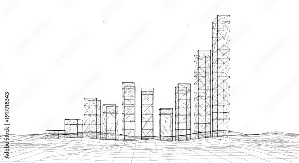 Fototapeta premium Isometric city planning urban architecture sketch