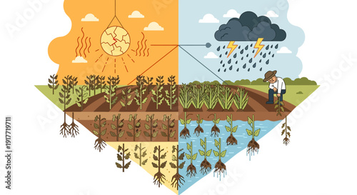 Drought and flood effects on plant growth and agriculture