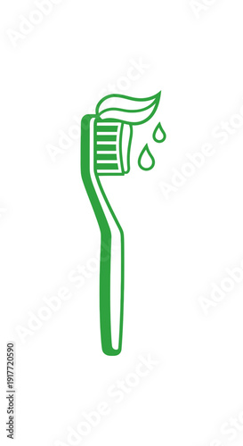 Icon of a Toothbrush and Paste for Personal Hygiene and Self-Care. transparent.