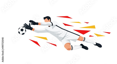 Soccer Goalkeeper Catching Ball in Action.