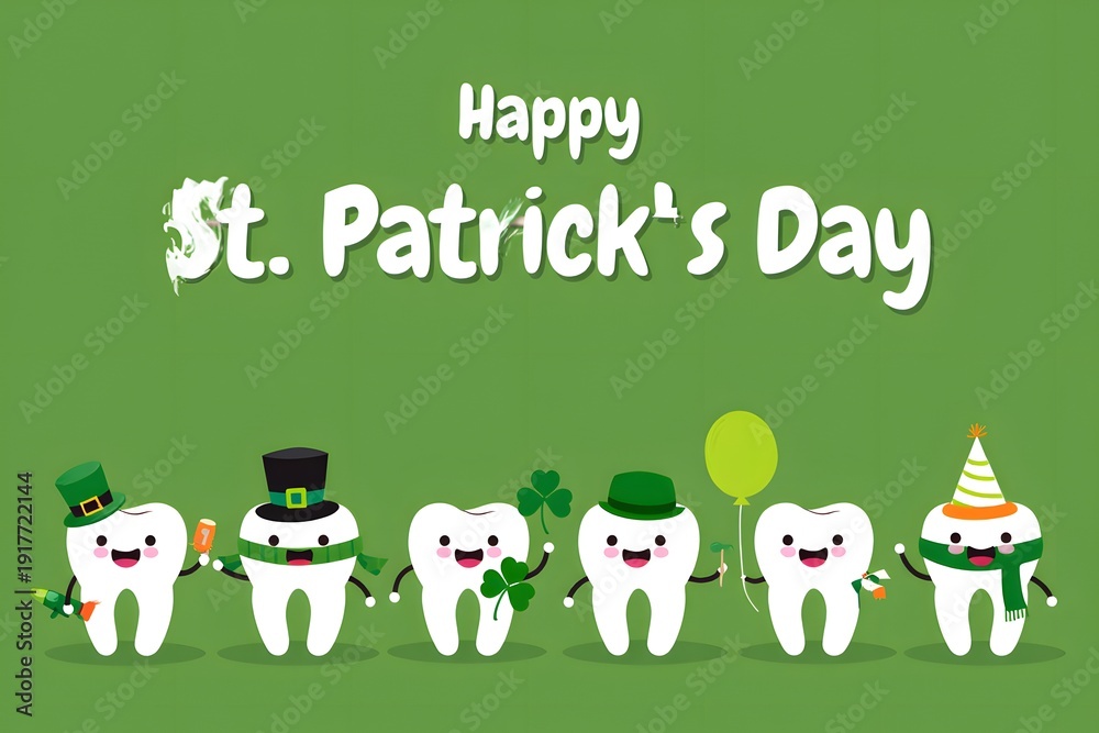 Fototapeta premium Celebrating st. patrick's day with tooth characters