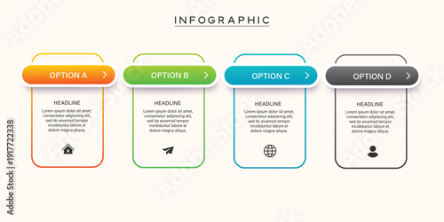 Business infographic design template with 4 options and icons for data visualization