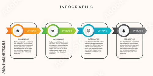 4 steps arrow process infographic for business strategy and workflow layout