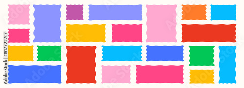 Wavy organic rectangle set with wiggly frames, bubbles, and soft curved shapes. Suitable for modern cards, text highlights, and creative layouts