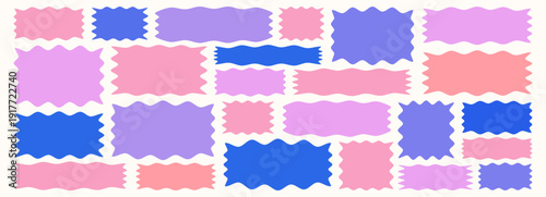 Wavy organic rectangle set with wiggly frames, bubbles, and soft curved shapes. Suitable for modern cards, text highlights, and creative layouts