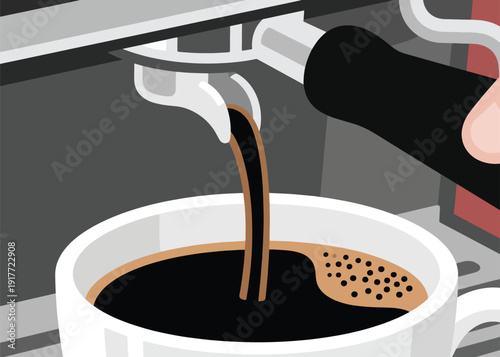 A Cup of Hot Coffee From the Coffee Machine Illustration Artwork Creative Design Template 