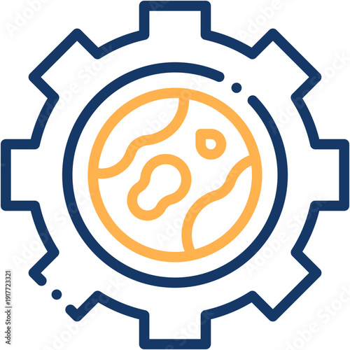 Global Management and Labor Day Gear Vector Icon