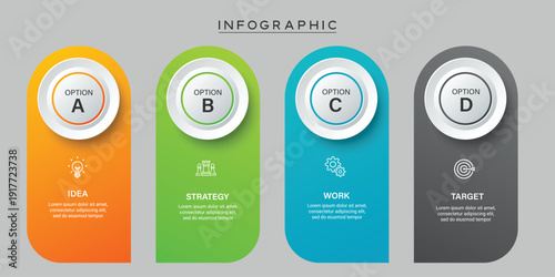 Clean 4 Steps Vertical Banner Infographic Design for Comparison or Presentation