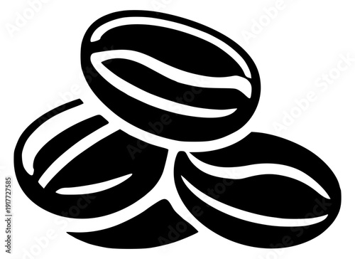 Coffee beans trio black silhouette icon