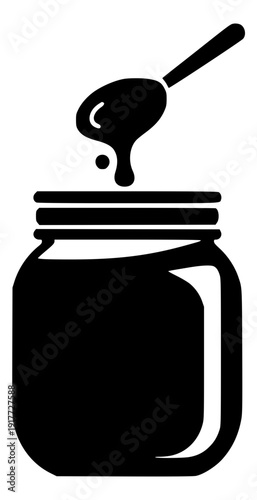 Honey jar spoon drip black icon