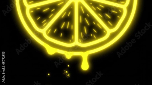 Wallpaper Mural Vibrant neon lemon slice glowing brightly on dark background Torontodigital.ca