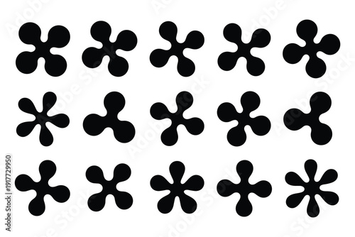 Black Blob Shapes on White Background Abstract Organic Forms Repeating Pattern
