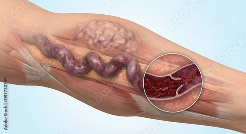 Varicose Veins and Blood Clot Formation in Human Leg.
