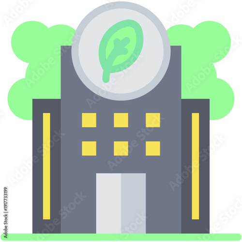 Eco Friendly Hotel Building Vector Icon