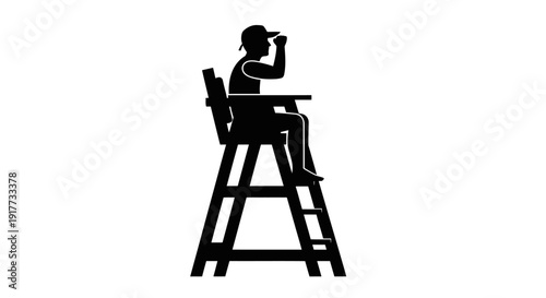 Beach Lifeguard Observation Chair Symbolizing Water Safety Supervision, Coastal Rescue Preparedness, Summer Protection Services, Public Safety Monitoring, and Emergency Response Vector Illustration
