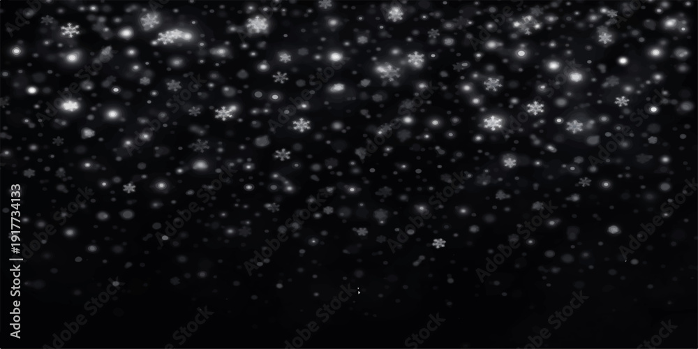 Fototapeta premium Snowfall: A serene and wintry scene, capturing the graceful descent of snowflakes against a backdrop of the midnight sky, evocative of the winter season's quiet beauty.