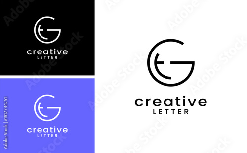 Modern creative letter TG or GT logo icon vector with minimalist circular monogram design clean typography for corporate branding identity business and technology use