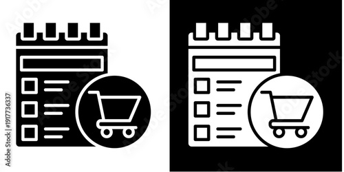 Shopping List Icon Set White Glyph Style Collection
