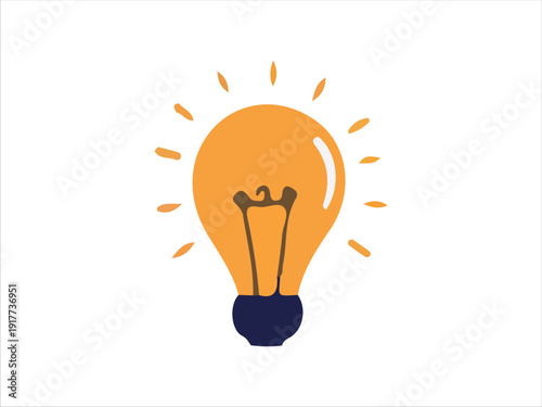 Bright glowing light bulb icon with illuminated filament design