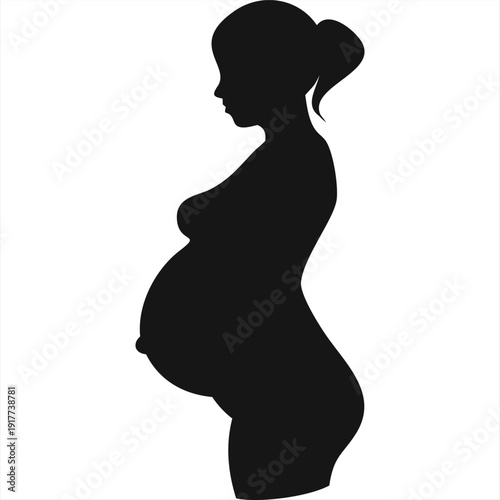 Pregnant Woman Silhouette: Elegant Maternity Illustration for Health and Motherhood Designs