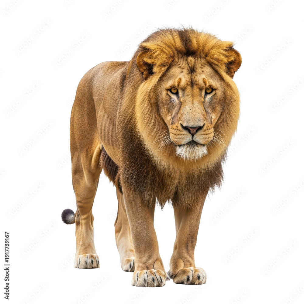 Obraz premium Lion Standing Isolated Black Background