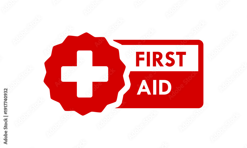 Obraz premium First aid design badge template illustration
