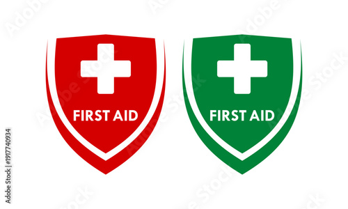 First aid design badge template illustration