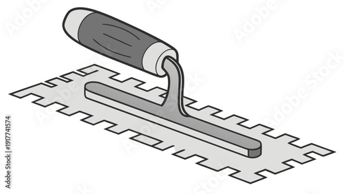 A trowel is being used to apply material to a surface