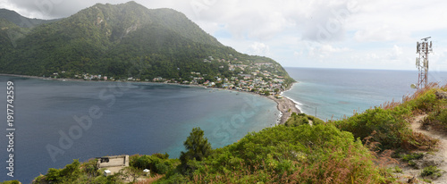Panel kuchenny z motywem View at the fishervillage of Scotts Head in Dominica island