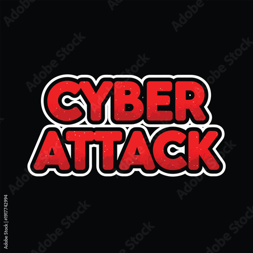 Cyber Attack Warning Sign on Dark Background from a Front View Perspective as Vector Illustration