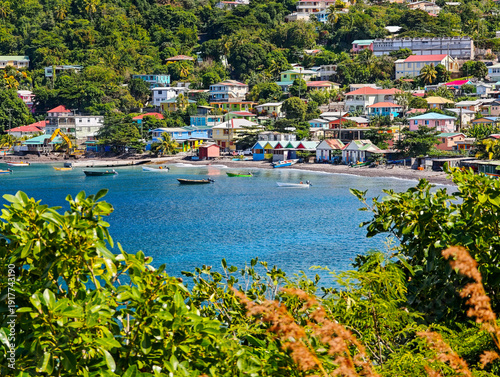 View at the fishervillage of Scotts Head in Dominica island