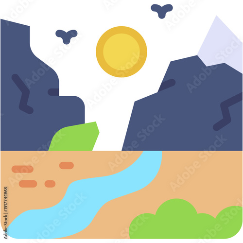 Canyon Trail Nature Landscape Vector Icon
