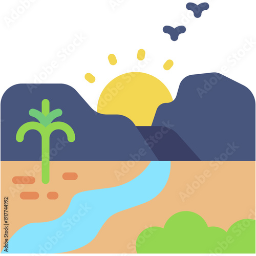 Scenic Nature Pathway Landscape Vector Icon