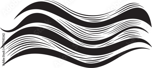 Black and white wavy lines abstract graphic design element