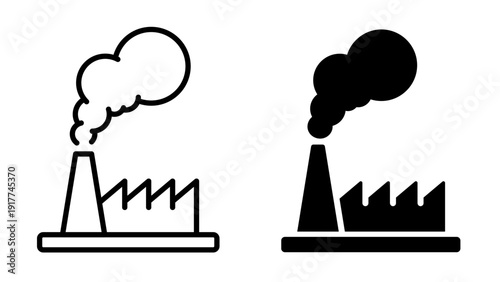 Factory Icon, Industry and Manufacturing Technology Concept