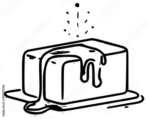 Melting butter block sketch food illustration