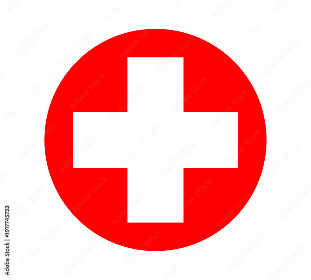Fototapeta premium The Red Cross symbol is displayed on a white background