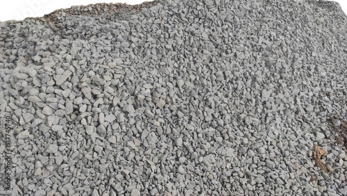 A pile of gravel or stones for building materials and concrete casting 