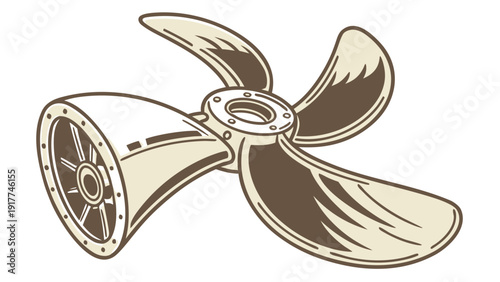 Illustration of a propeller with four blades and a central hub, showcasing mechanical design and functionality.