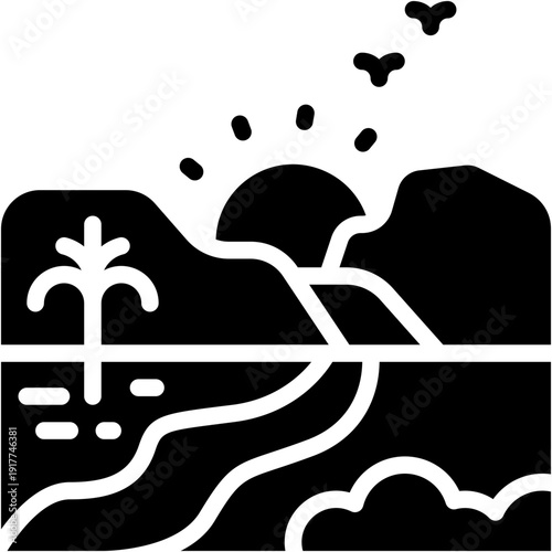 Scenic Nature Pathway Landscape Vector Icon