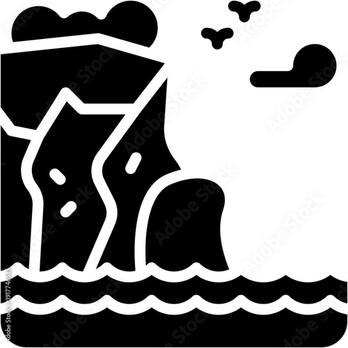 Rocky Mountain Cliff Landscape Vector Icon