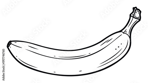 Simple black outline drawing of a delicious ripe banana, perfect for food related educational materials, healthy eating promotions, or a minimalist kitchen decor graphic.