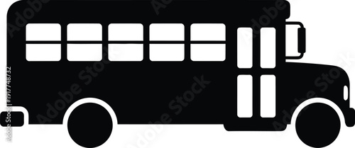 School bus silhouette - simple black graphic of vehicle for student transportation