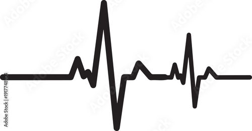 ECG heartbeat line graph on white medical background illustration