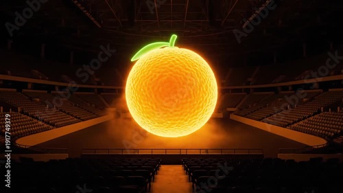 Glowing orange in empty theater seats