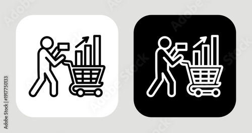 Spending Power Icon In Black and White Line Style