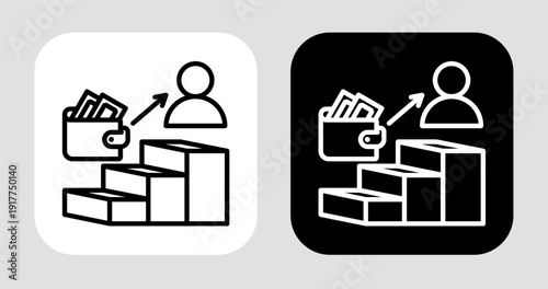 Economic Class Icon In Black and White Line Style