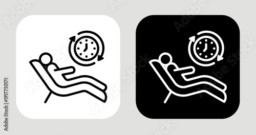 Retirement Phase Icon In Black and White Line Style
