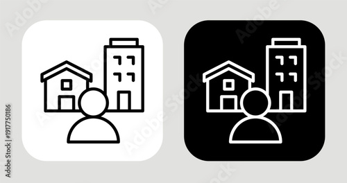 Housing Type Icon In Black and White Line Style